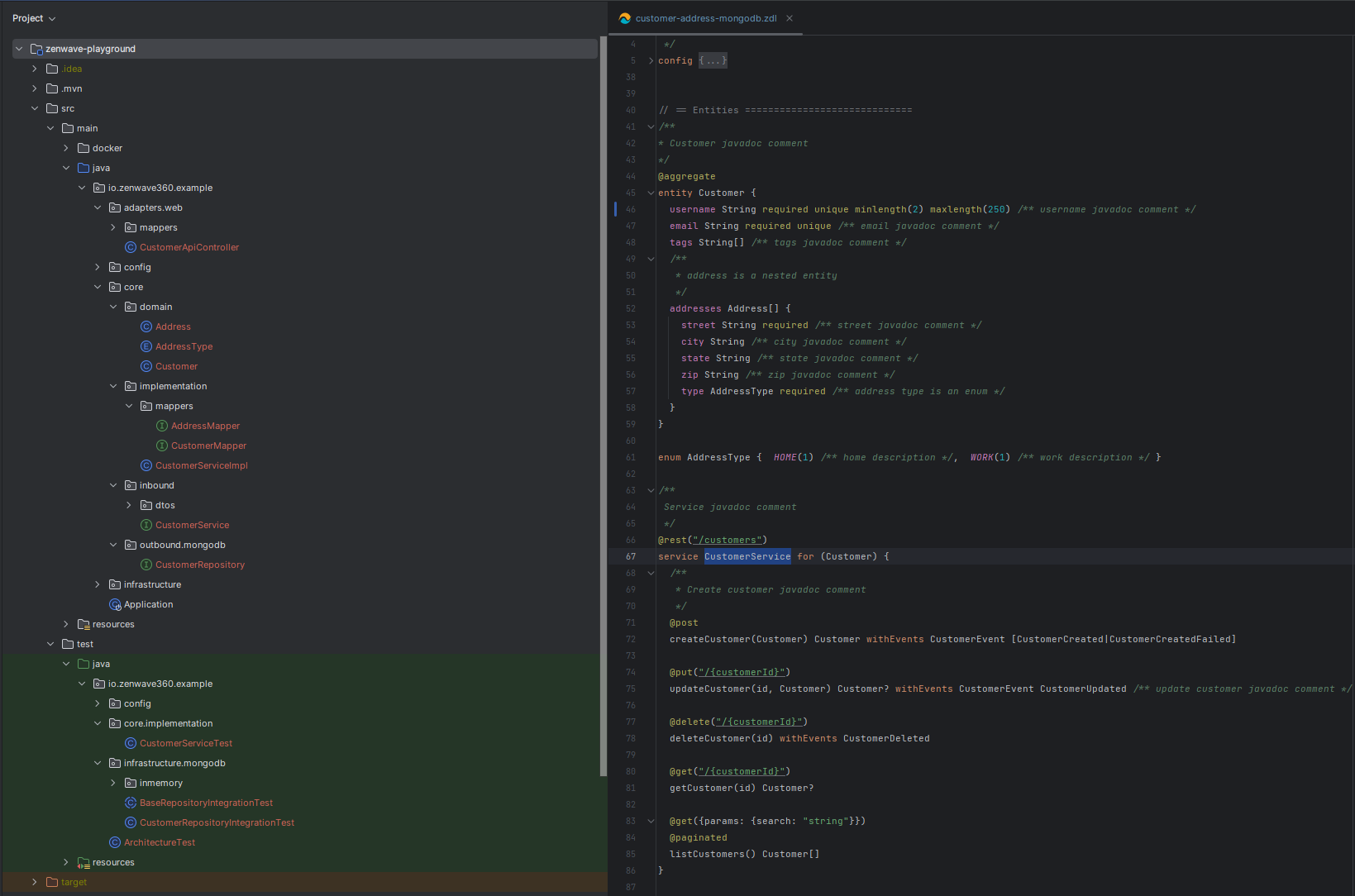 ZenWave SDK Generated Code Screenshot